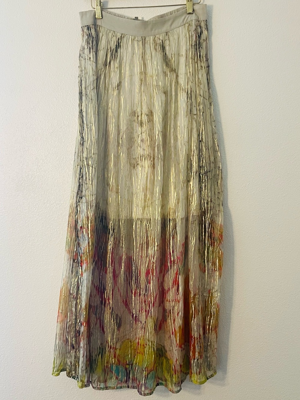 Anthropology Sheer Pleated Midi Skirt with lining SM/MED